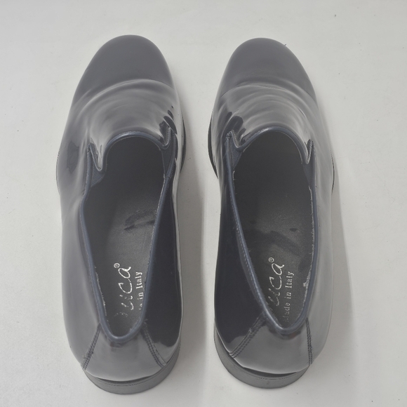 Duca by Matiste Navy Patent Leather Smoking Slipper Loafers Almond Toe Size 40 E